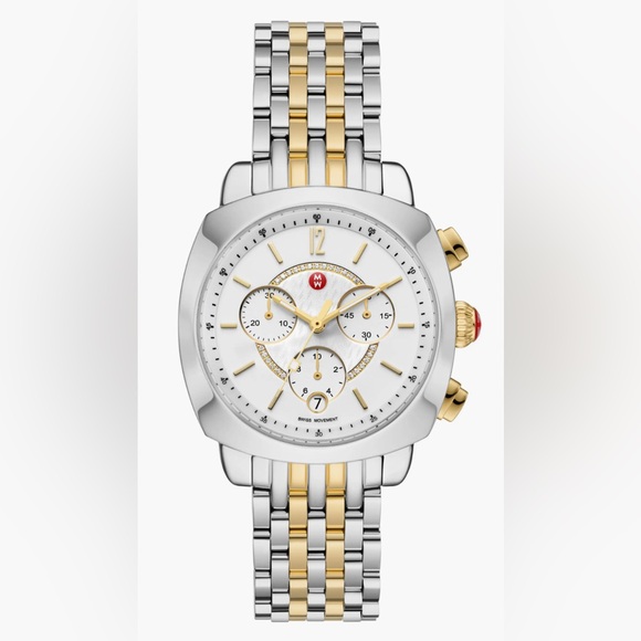 Michele Ascalon Two-Tone Diamond Bracelet Watch, 38mm - 0.05ct - Picture 1 of 6
